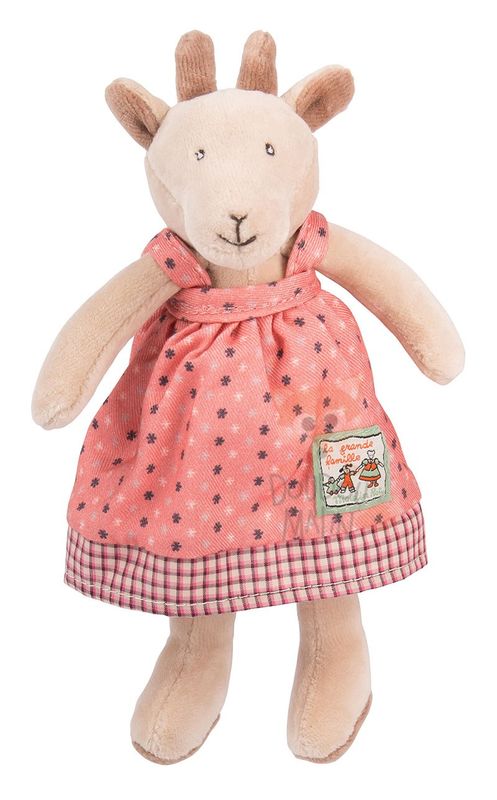  grande famille peluche pierrette biquette chèvre robe rose 